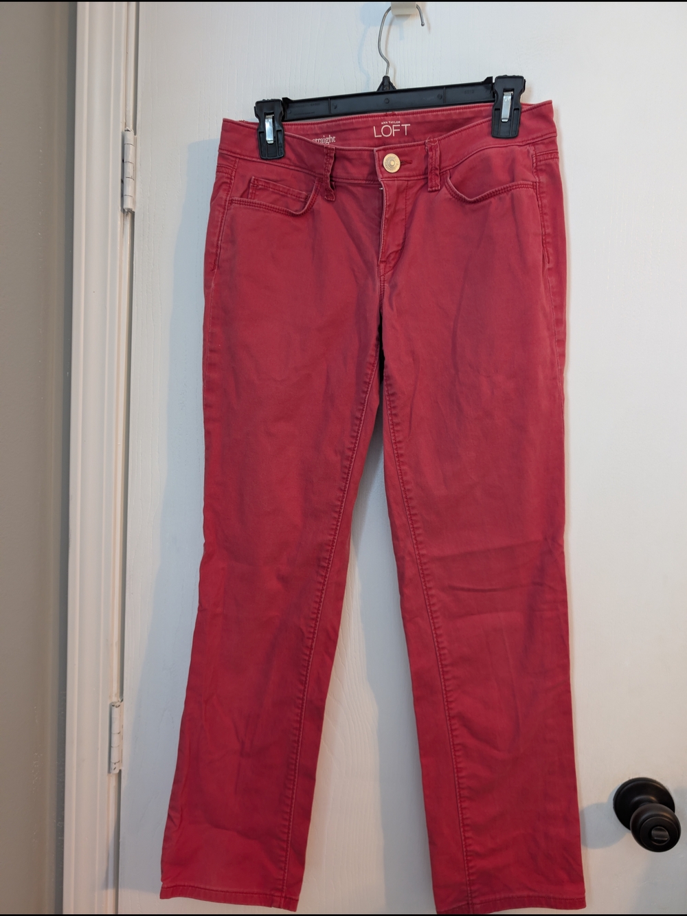 Ann Taylor Red Straight-Leg Jeans